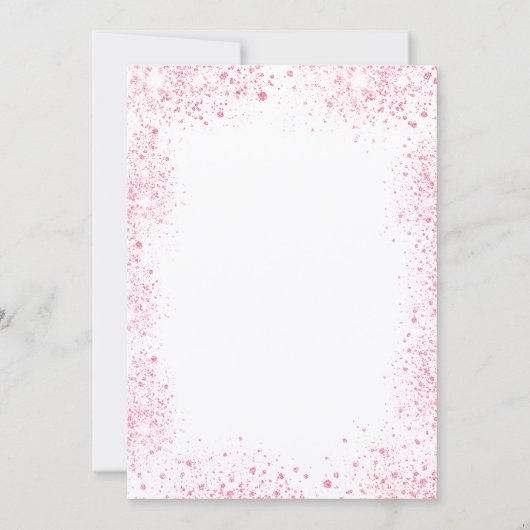 Baby shower roze witte glitter floraal kaart (Achterkant)