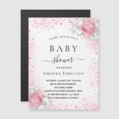 Baby shower roze witte glitter uitnodiging (Voorkant / Achterkant)