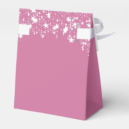 Baby shower roze witte sterren meisje dank u bedankdoosjes (Achterkant)