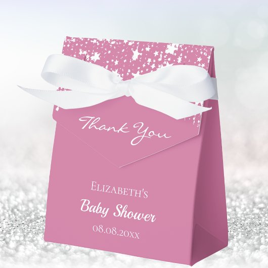 Baby shower roze witte sterren meisje dank u bedankdoosjes