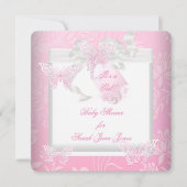  Baby shower Roze witte vlinder Kaart (Voorkant)