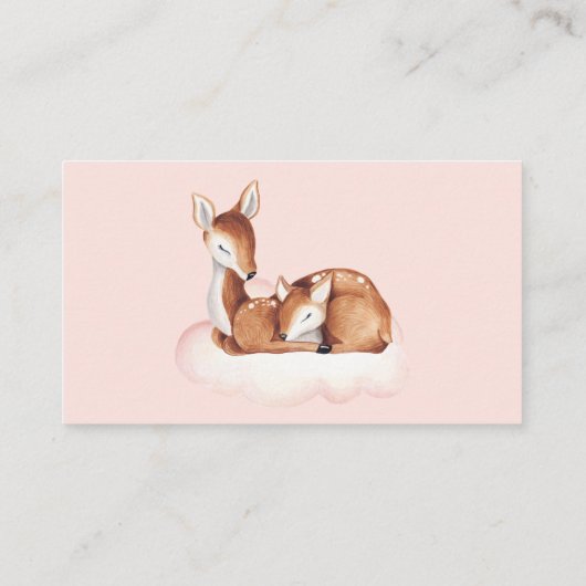 Baby shower Roze Wolk Herten Luier Raffle Informatiekaartje (Achterkant)