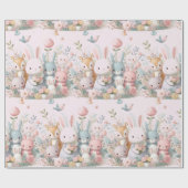 Baby shower Roze Woodland Animals Wrapping Paper Cadeaupapier (Vlak)