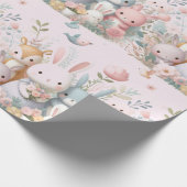 Baby shower Roze Woodland Animals Wrapping Paper Cadeaupapier (Hoek)