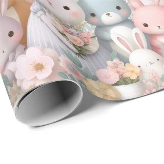 Baby shower Roze Woodland Animals Wrapping Paper Cadeaupapier (Rol Hoek)