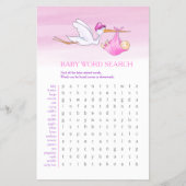 Baby shower roze woord zoeken baby match spel flyer (Voorkant)