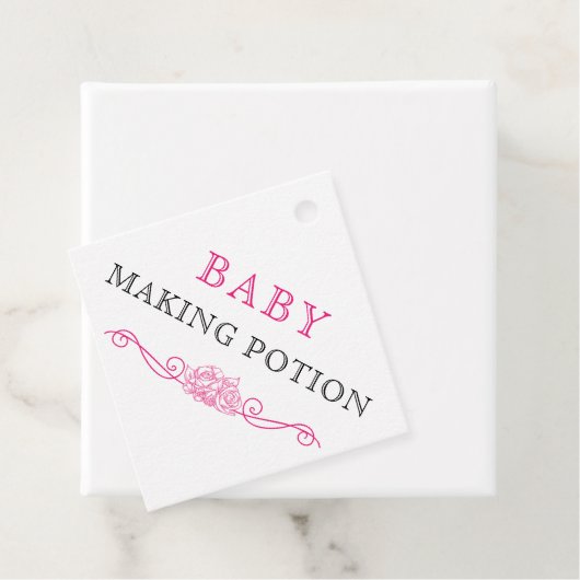 Baby shower Roze Zwart Baby Making Potion Bedankjes Labels (In situ)