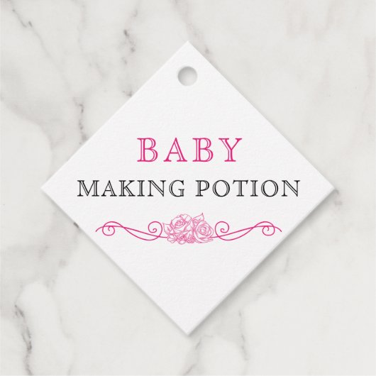 Baby shower Roze Zwart Baby Making Potion Bedankjes Labels (Voorkant)