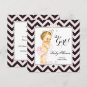 Baby shower roze zwarte streep witte klonen kaart (Voorkant / Achterkant)