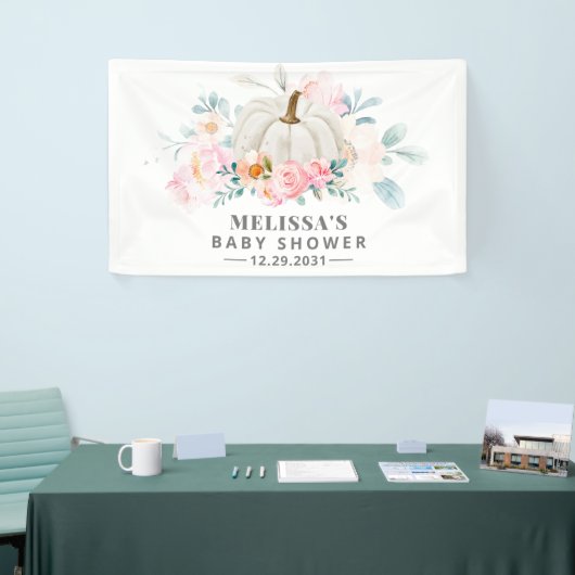 Baby shower Rozen Bloemenpompoen Spandoek (Beurs)
