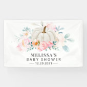 Baby shower Rozen Bloemenpompoen Spandoek (Horizontaal)