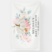 Baby shower Rozen Bloemenpompoen Spandoek (Verticaal)
