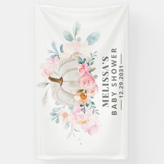 Baby shower Rozen Bloemenpompoen Spandoek (Verticaal)