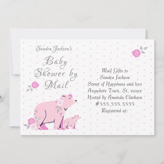 Baby shower Rozen Roze Mama Beer en Cub Kaart (Voorkant)