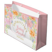 Baby shower Rozen Waterverf Floral Fancy Groot Cadeauzakje (Voorkant Gekanteld)