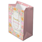 Baby shower Rozen Waterverf Floral Fancy Medium Cadeauzakje (Voorkant Gekanteld)