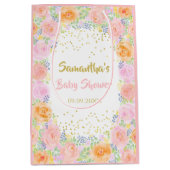 Baby shower Rozen Waterverf Floral Fancy Medium Cadeauzakje (Voorkant)