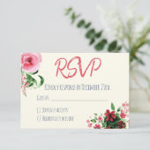 baby shower RSVP-kaart Floral roze RSVP Kaartje (Staand voorkant)