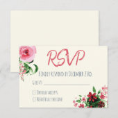 baby shower RSVP-kaart Floral roze RSVP Kaartje (Voorkant / Achterkant)