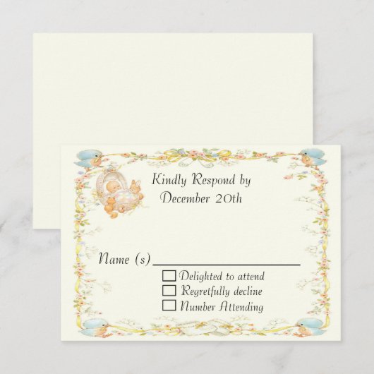  Baby shower RSVP-kaart RSVP Kaartje (Voorkant / Achterkant)