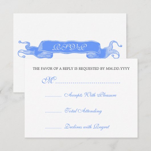 baby shower RSVP  Ribbon Blue (Voorkant / Achterkant)