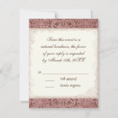 Baby shower RSVP - Roze Bruin Damask Cradle (Achterkant)