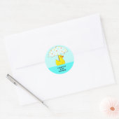 Baby shower Rubber Duck met Umbrella Ronde Sticker (Envelop)