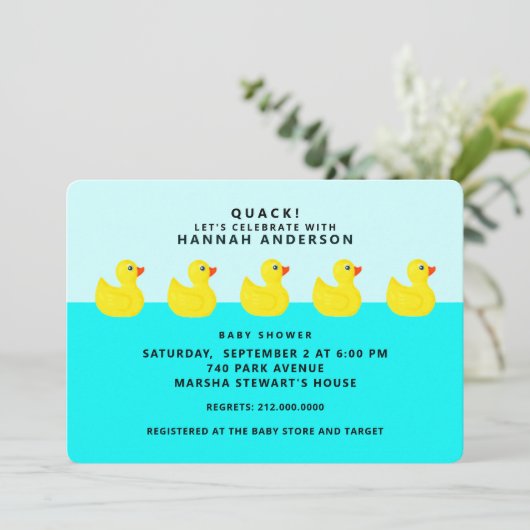 Baby shower Rubber Ducky Kaart (Staand voorkant)