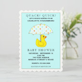 Baby shower Rubber Ducky met Paraplu Kaart (Staand voorkant)
