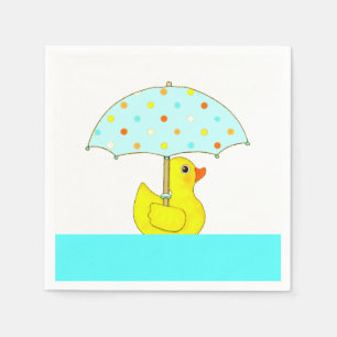 Baby Shower Rubber Eend Met Paraplu Servet