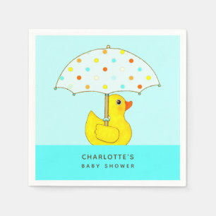 Baby Shower Rubber Eend met Paraplu Servet
