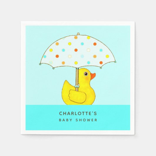 Baby Shower Rubber Eend met Paraplu Servet (Voorkant)