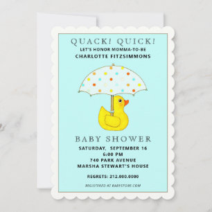 Baby Shower Rubber Eendje met Paraplu Kaart