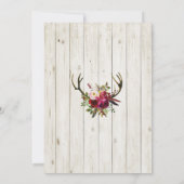 baby shower Rustic Antler Floral Wood Party Invite Kaart (Achterkant)