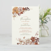 Baby shower "Rustic Autumn Floral Pumpkin Sage" Kaart (Staand voorkant)
