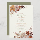 Baby shower "Rustic Autumn Floral Pumpkin Sage" Kaart (Voorkant / Achterkant)