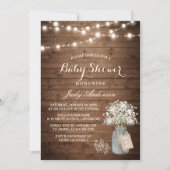 Baby shower Rustic Baby's Breath Floral Mason Jar Kaart (Voorkant)