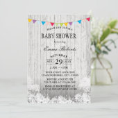 Baby shower Rustic Baby's Breath White Wood Kaart (Staand voorkant)