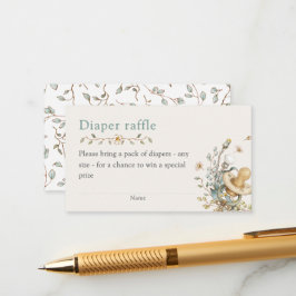 Baby Shower Rustic Botanical Diaper Raffle Informatiekaartje