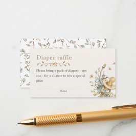 Baby Shower Rustic Botanical Diaper Raffle Informatiekaartje