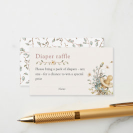 Baby Shower Rustic Botanical Diaper Raffle Informatiekaartje