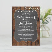 baby shower Rustic Chalk & Wood nodigt BBQ Party u Kaart (Staand voorkant)