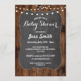 baby shower Rustic Chalk & Wood nodigt BBQ Party u Kaart