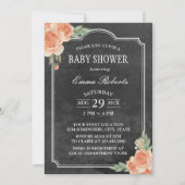 Baby shower Rustic Chalkboard Floral Kaart (Voorkant)