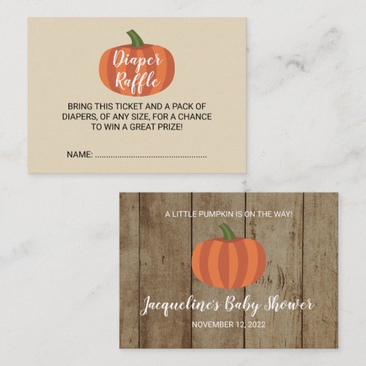 Baby shower Rustic Diaper Raffle Ticket (Voorkant / Achterkant)