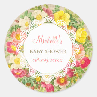 Baby shower Rustic Floral Wreath Sticker