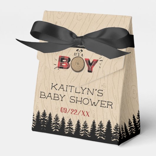 Baby shower "Rustic Forest Pset Lumberjack Boys" Bedankdoosjes (Voorkant Zijde)