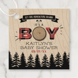Baby shower "Rustic Forest Pset Lumberjack Boys" Bedankjes Labels