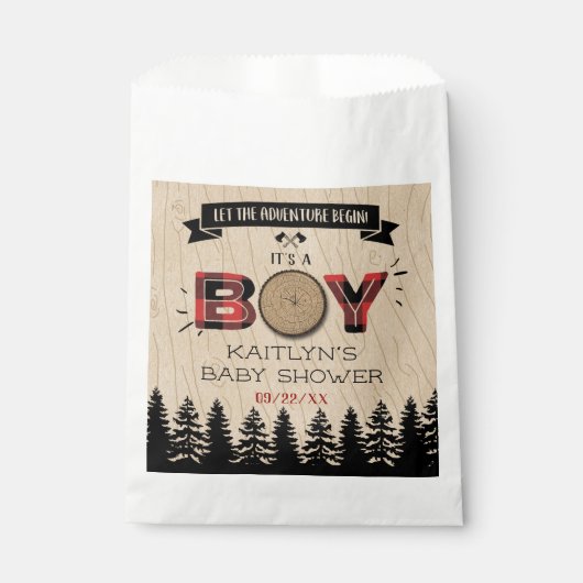 Baby shower "Rustic Forest Pset Lumberjack Boys" Bedankzakje (Voorkant)
