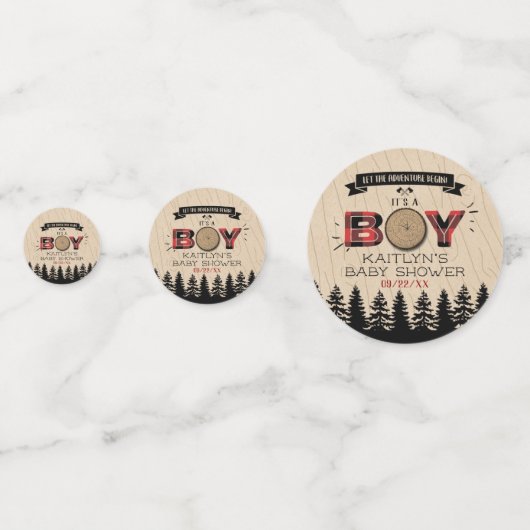 Baby shower "Rustic Forest Pset Lumberjack Boys" Confetti (Voorkanten)